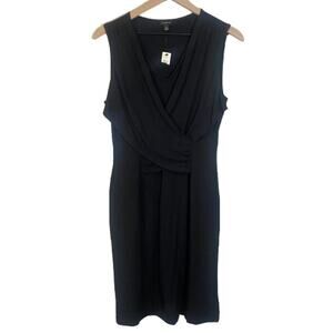Talbots NWT Black Faux Wrap Sleeveless Dress Lightweight Rayon Blend Sz M